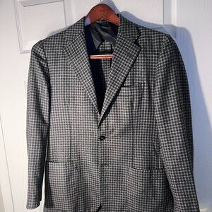 Sartorio Kiton Gray Check Knit Wool Unstructured Patch Pocket Sport Coat 40S